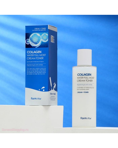 Кликните для увеличения изображения Крем-тонер для лица FarmStay Collagen Water Full Moist Cream Toner 210ml