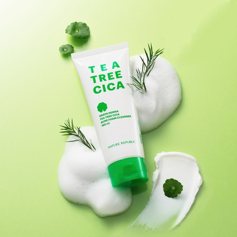 Nature Republic green Derma Tea Tree Cica Acne Foam Cleanser