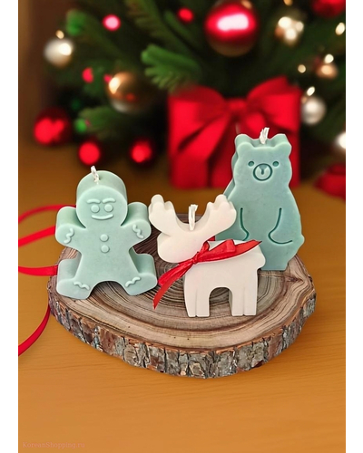 Подарочный набор новогодних свечей. Комплект 3 штуки.